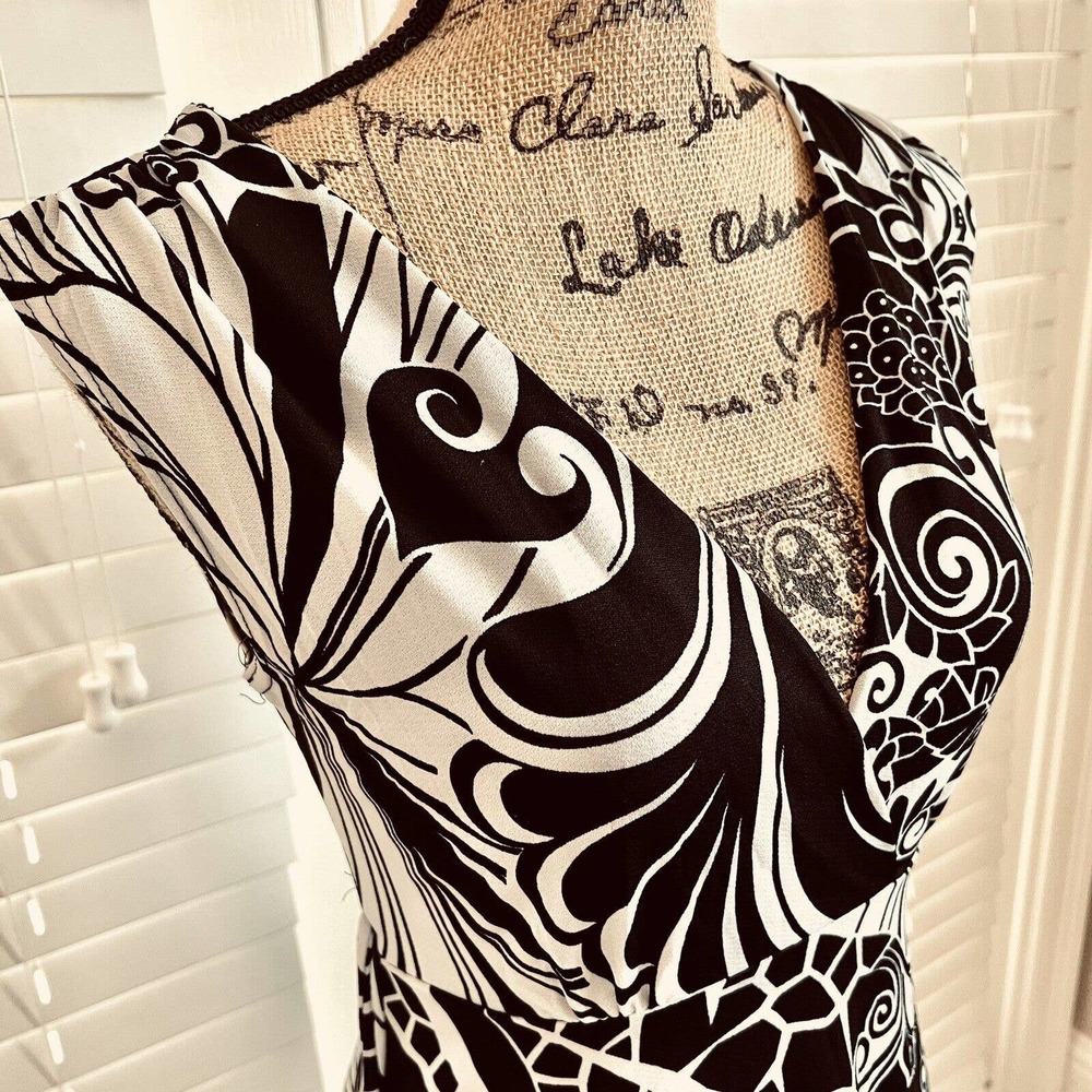 90’s Y2K Zoey Beth Juniors Maxi Dress Size Small Floral Sleeveless Black White - Picture 4 of 15